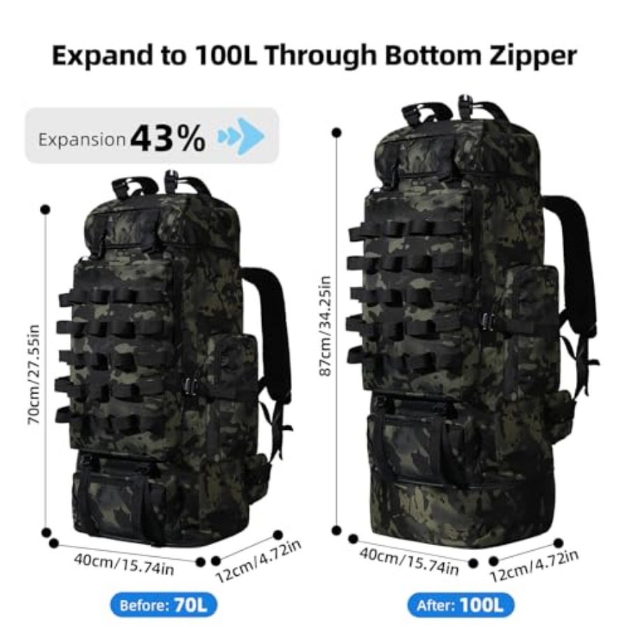 70L/100L Camping Hiking Backpa - Hiking Backpack Waterproof recension och pris