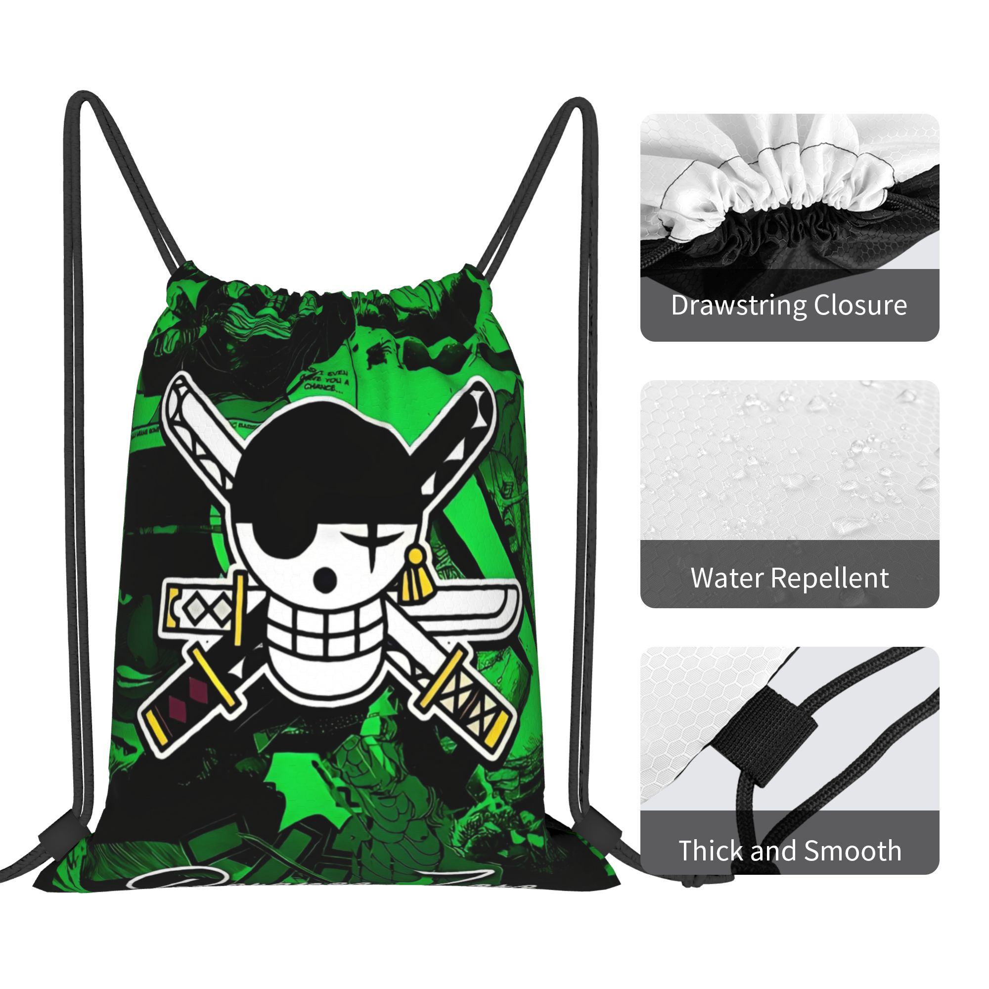 One Piece Zoro Skull Backpack  - Drawstring Gym Bag recension och pris