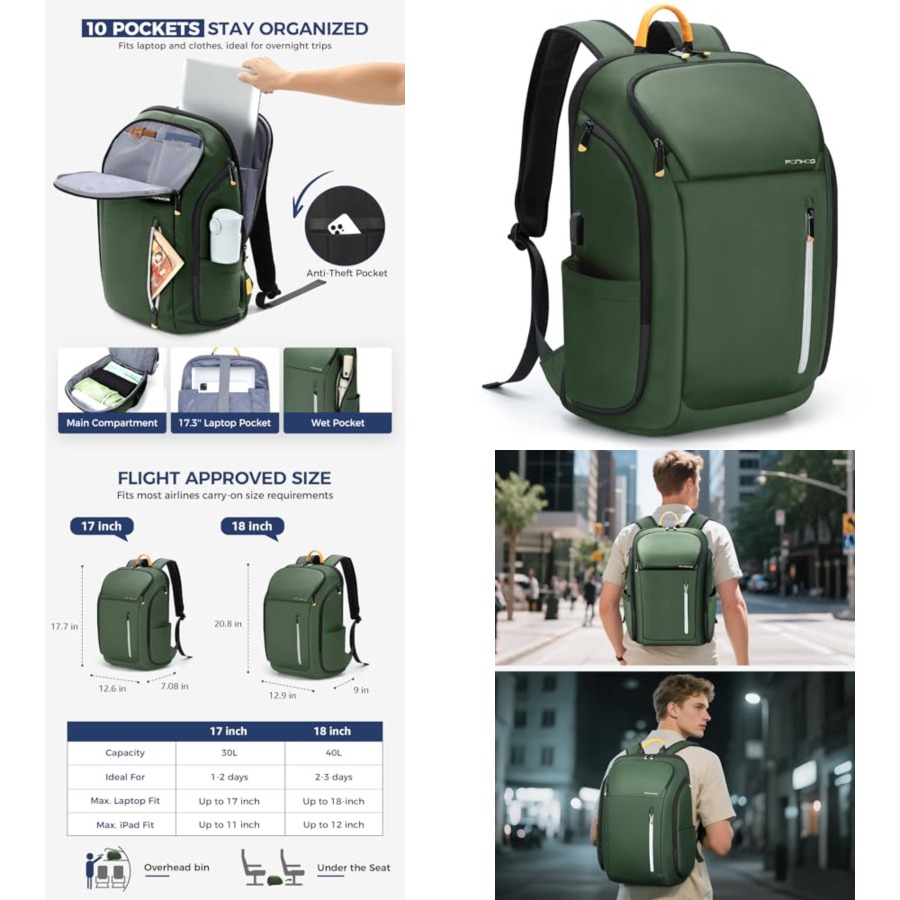 Laptop Backpack for Men, Buses - Travel Backpack Anti Theft recension och pris