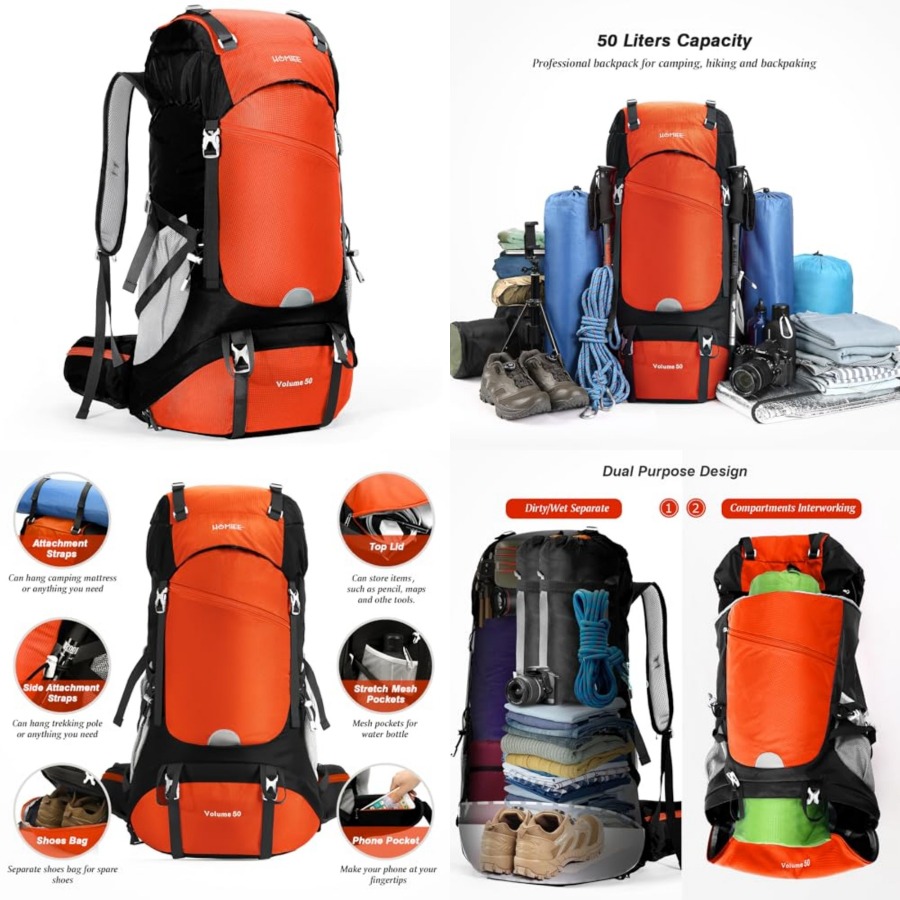 50L Hiking Backpack Travel Bag - Hiking Backpack Waterproof recension och pris