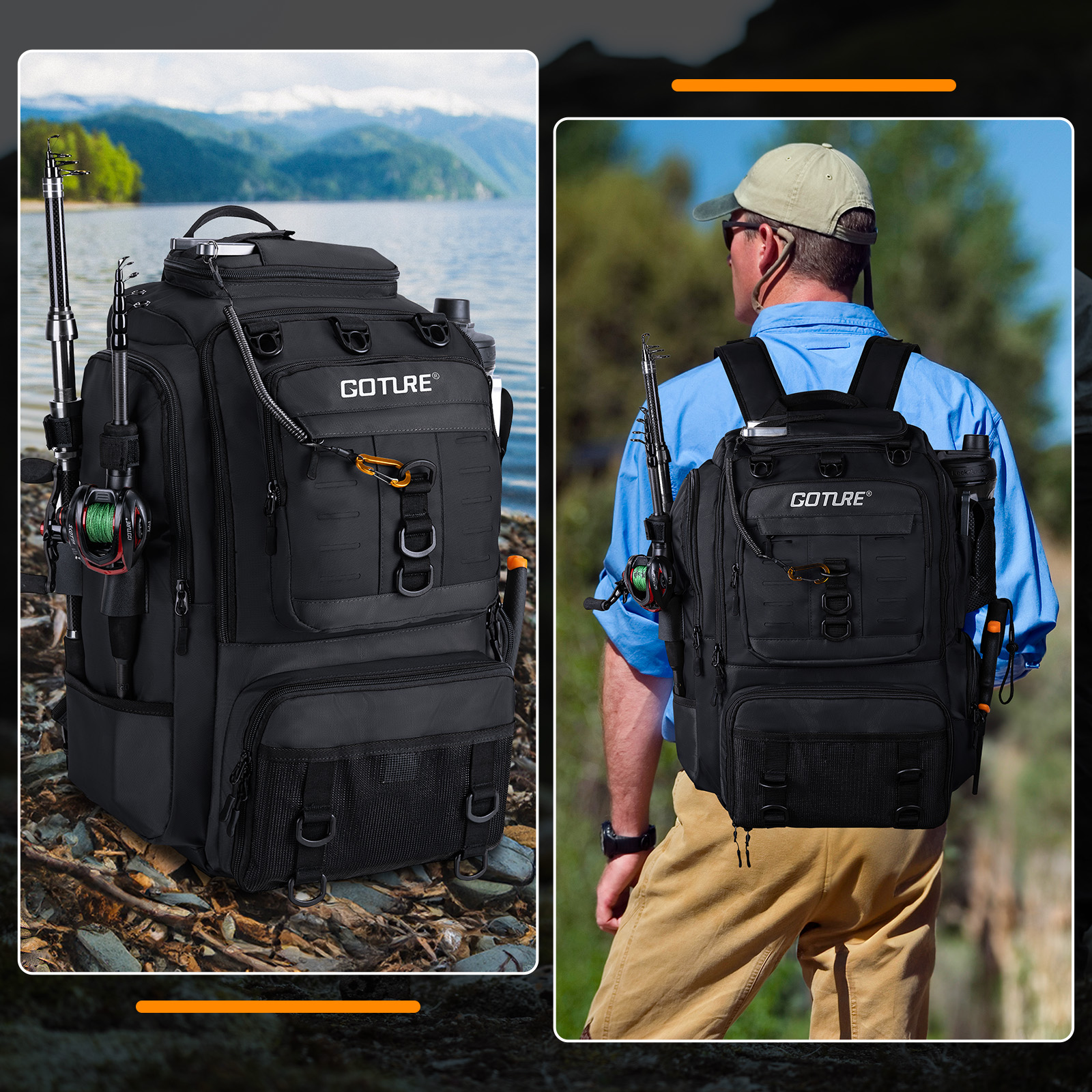 Goture Fishing Bag with Rod Ho - Backpack Insert Organizer recension och pris
