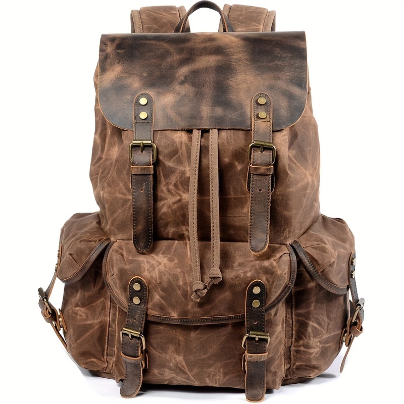 Vintage Men'S Leather Backpack - Canvas Backpack Casual recension och pris