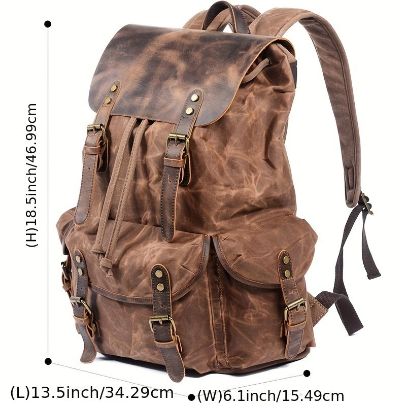 Vintage Men'S Leather Backpack - Canvas Backpack Casual recension och pris