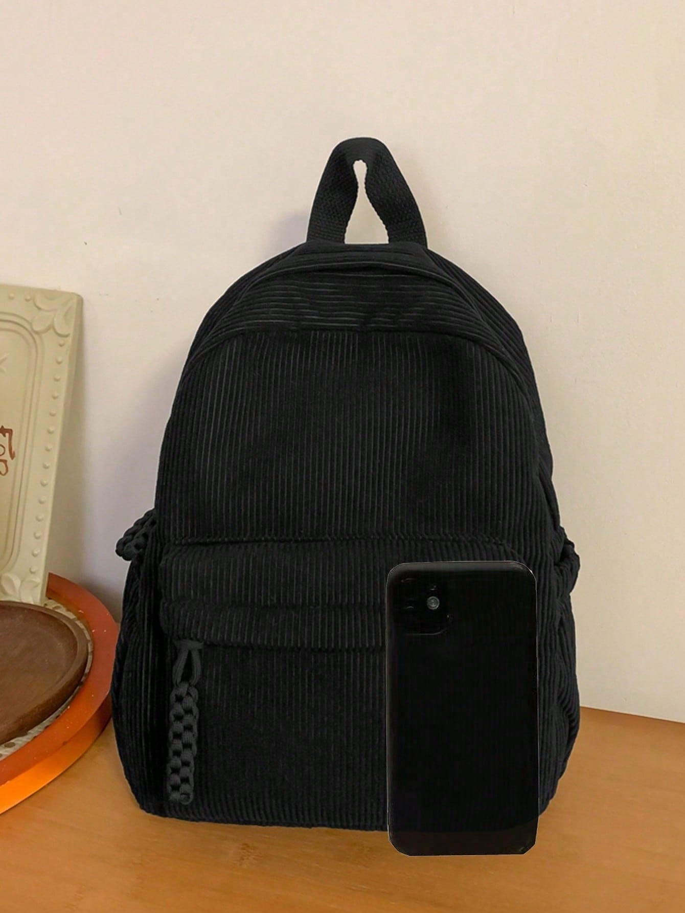 Solid Color Corduroy Fabric Fa - Fashion Backpack Women recension och pris