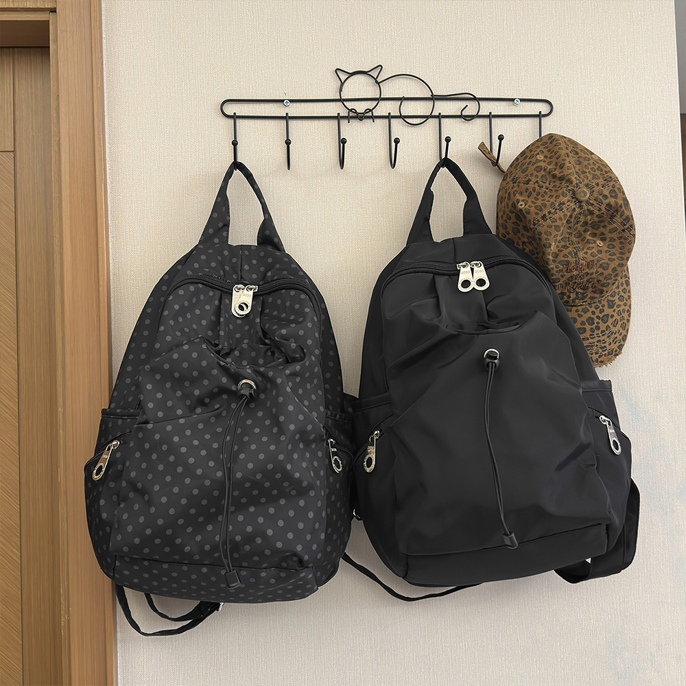 Polka Dot Nylon Drawstring Bac - Canvas Backpack Casual recension och pris