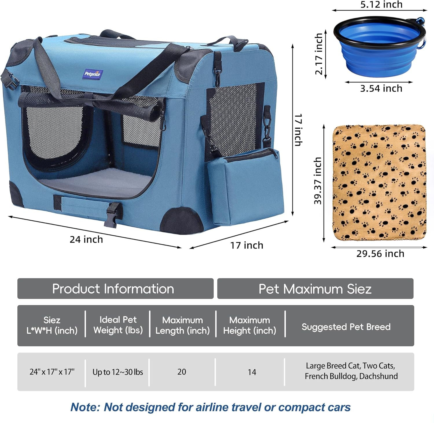 Portable Collapsible Dog Crate - Foldable Backpack Small recension och pris
