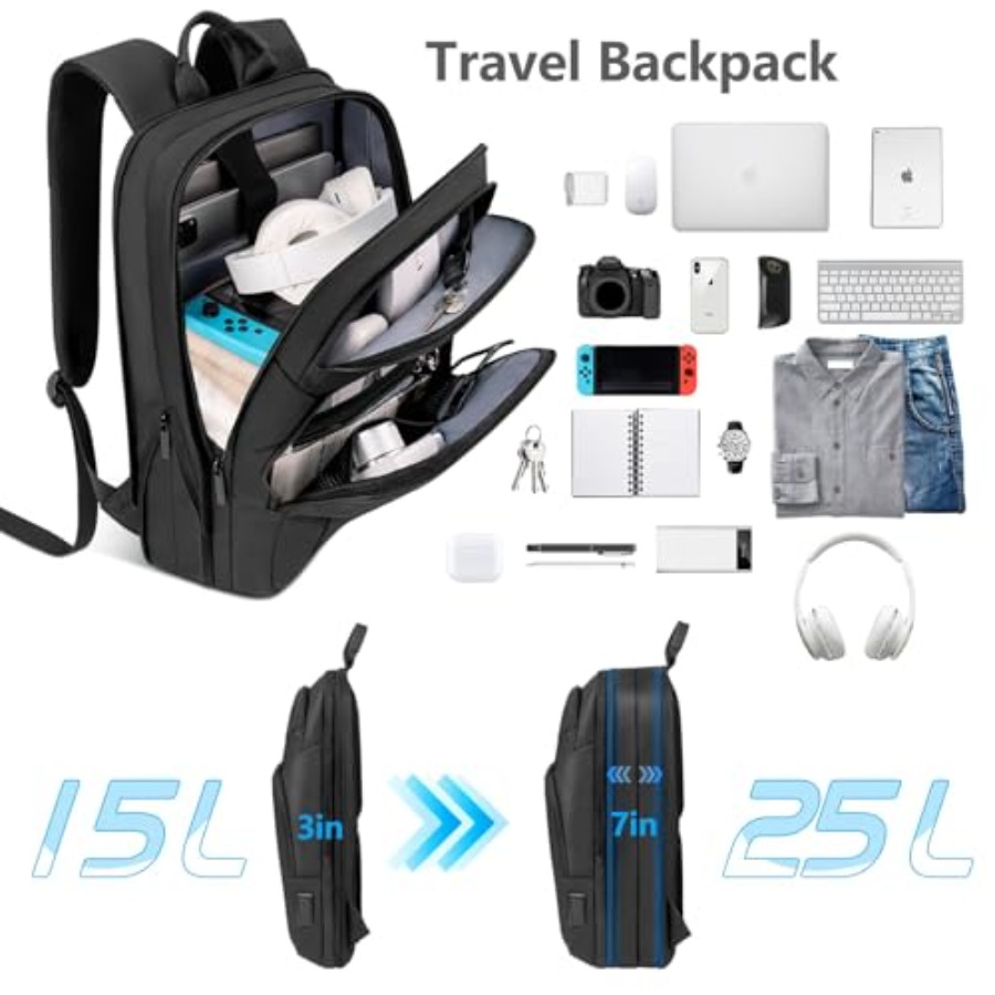 Backpack for Men Slim and Expa - Travel Backpack Anti Theft recension och pris