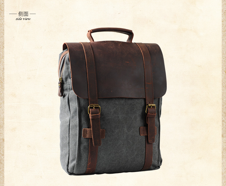 Fashion Male Backpack Leather  - Rucksack Military Style recension och pris