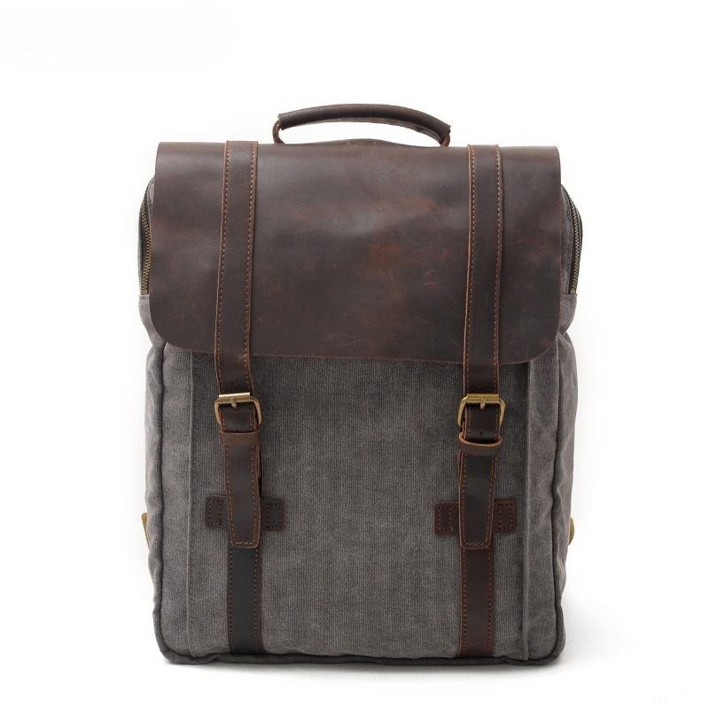Military Canvas Leather Backpa - Rucksack Military Style recension och pris